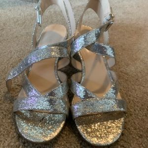 Nine West Silver Block Heels
